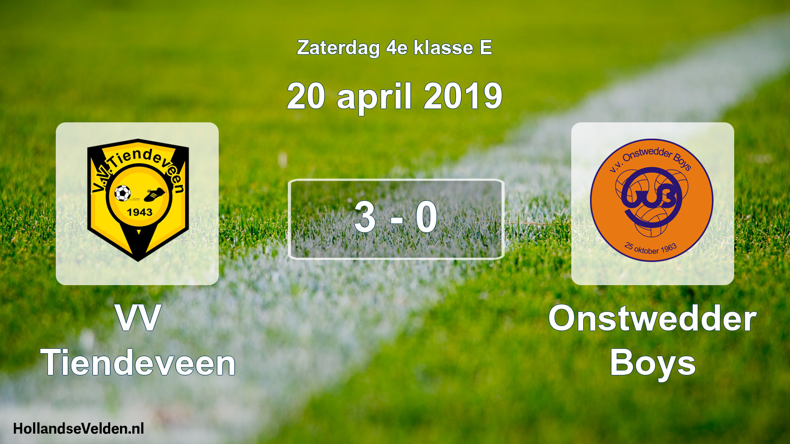 Total number of matches played: VV Tiendeveen - Onstwedder Boys 3 - 0 (20 April 2019)