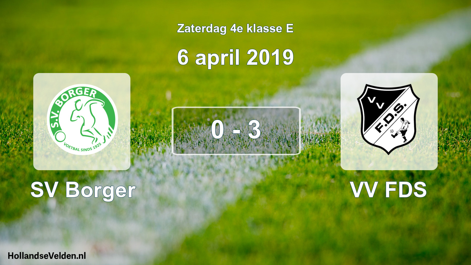 Total number of matches played: SV Borger - VV FDS 0 - 3 (6 April 2019)