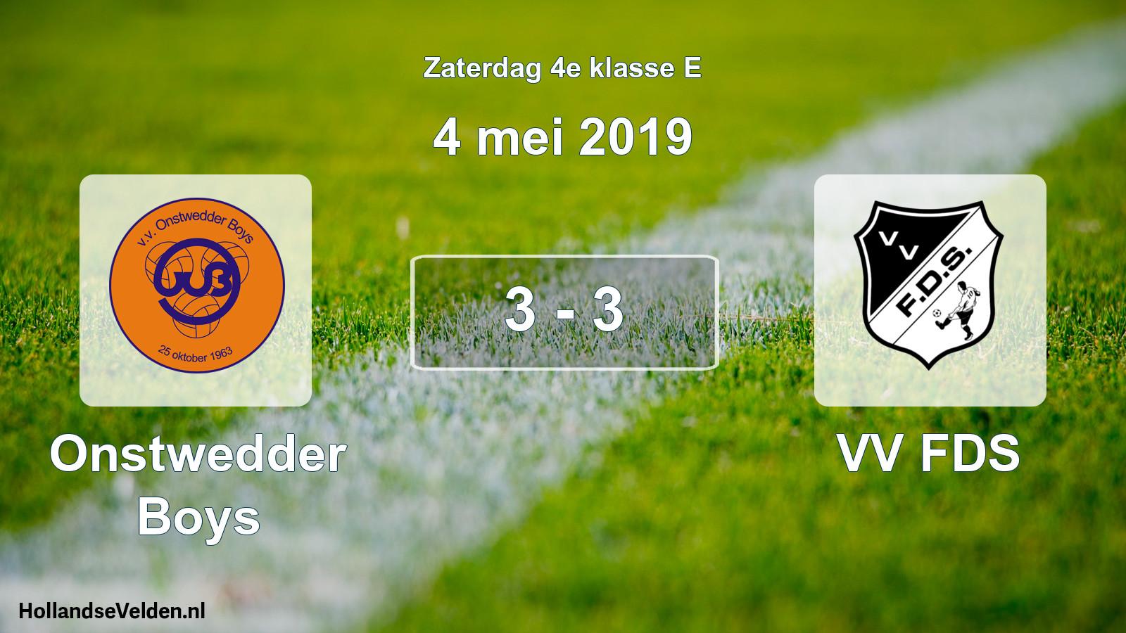 Total number of matches played: Onstwedder Boys - VV FDS 3 - 3 (4 May 2019)