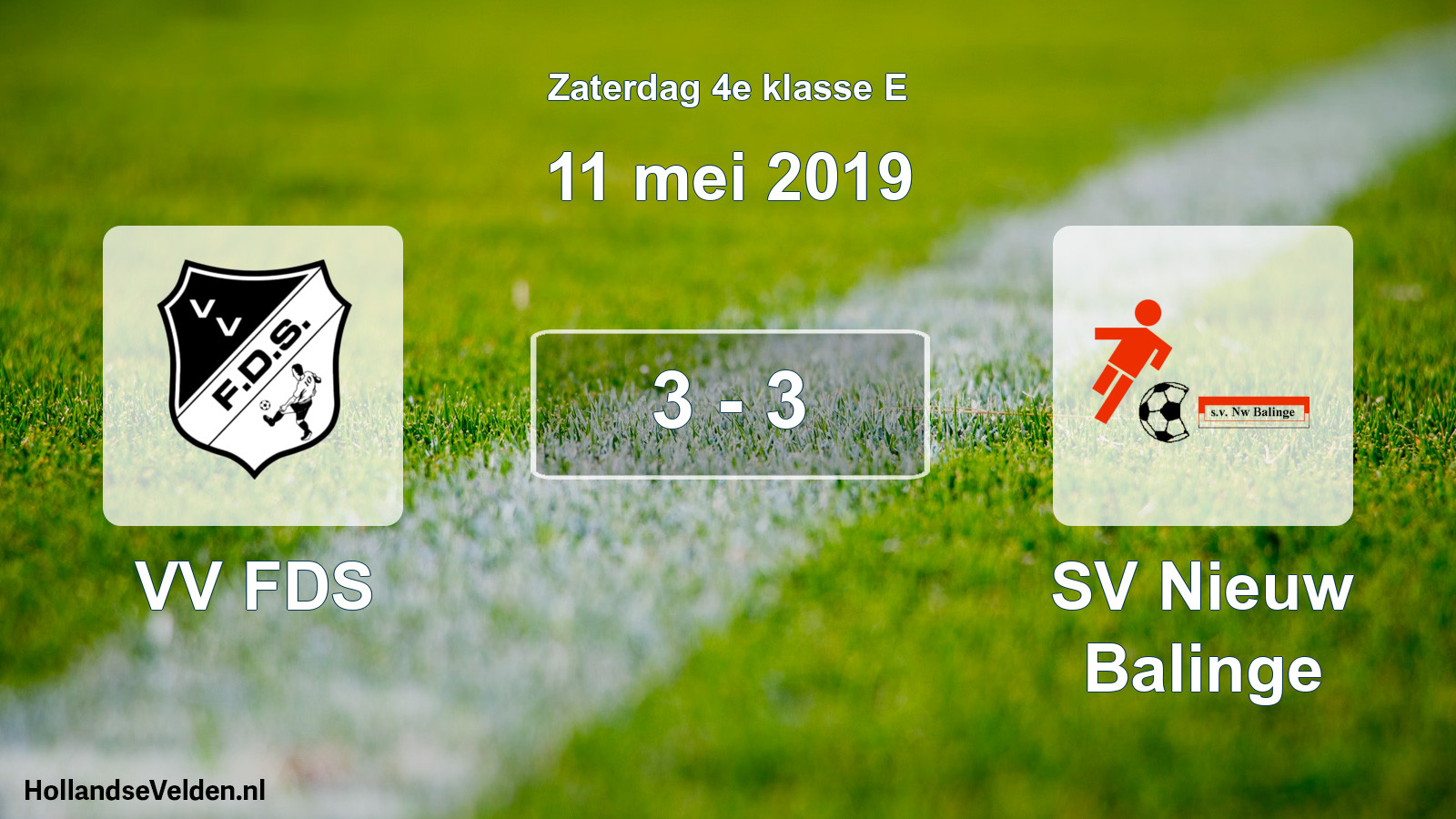 Total number of matches played: VV FDS - SV Nieuw Balinge 3 - 3 (11 May 2019)