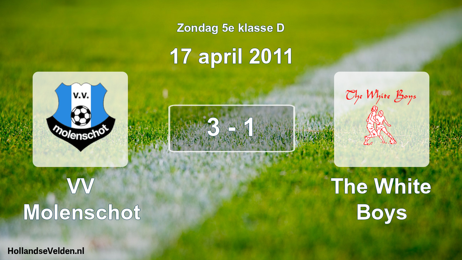 Total number of matches played: VV Molenschot - The White Boys 3 - 1 (17 April 2011)