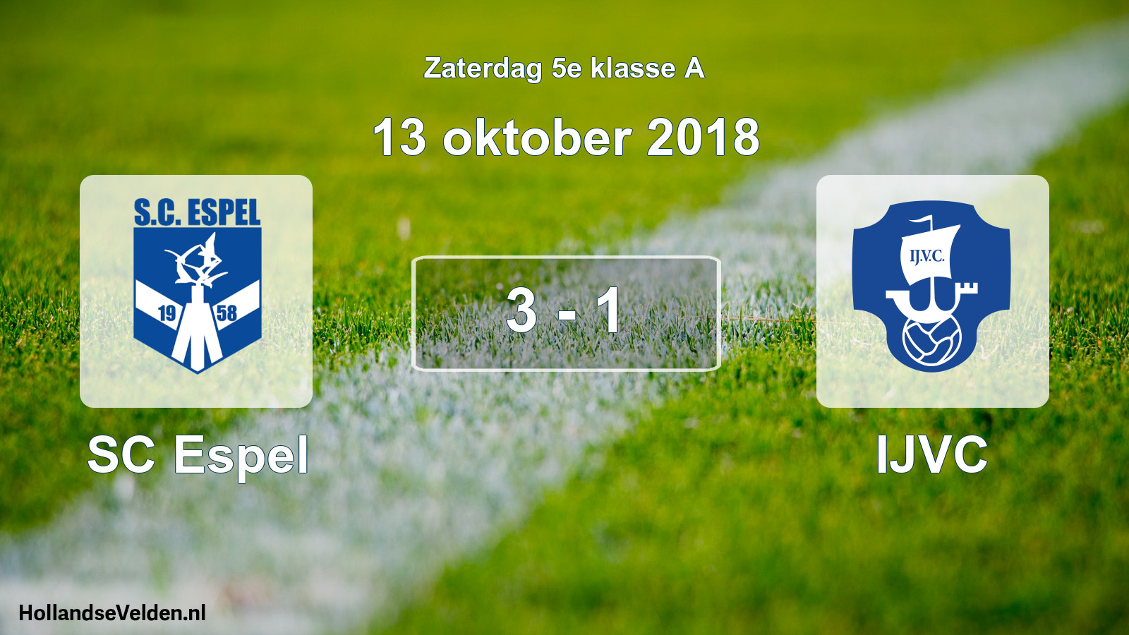 Total number of matches played: SC Espel - IJVC 3 - 1 (13 October 2018)