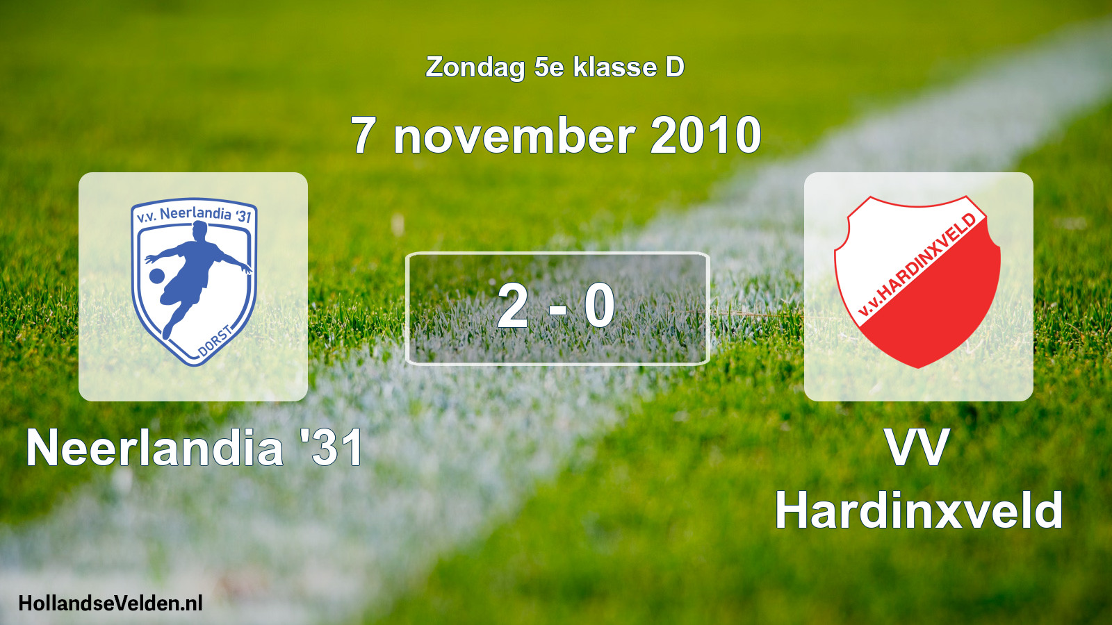Total number of matches played: Neerlandia '31 - VV Hardinxveld 2 - 0 (7 November 2010)
