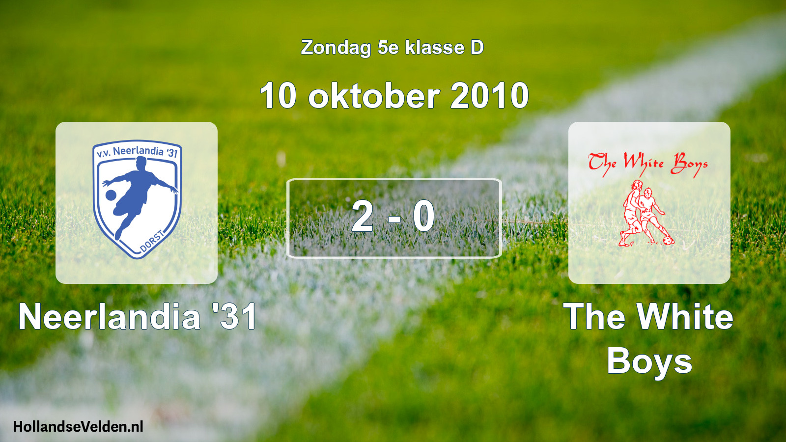 Total number of matches played: Neerlandia '31 - The White Boys 2 - 0 (10 October 2010)