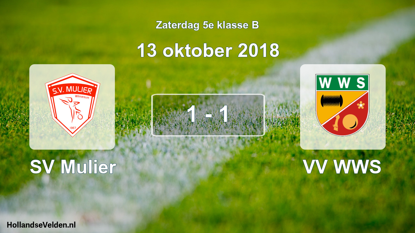 Total number of matches played: SV Mulier - VV WWS 1 - 1 (13 October 2018)