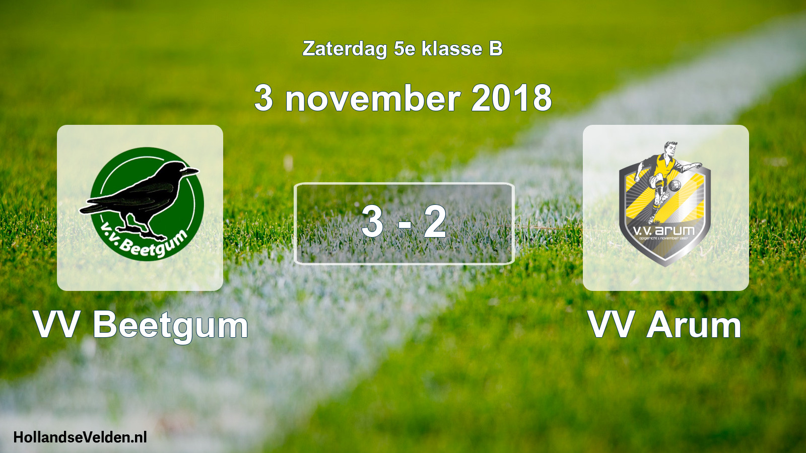 Total number of matches played: VV Beetgum - VV Arum 3 - 2 (3 November 2018)