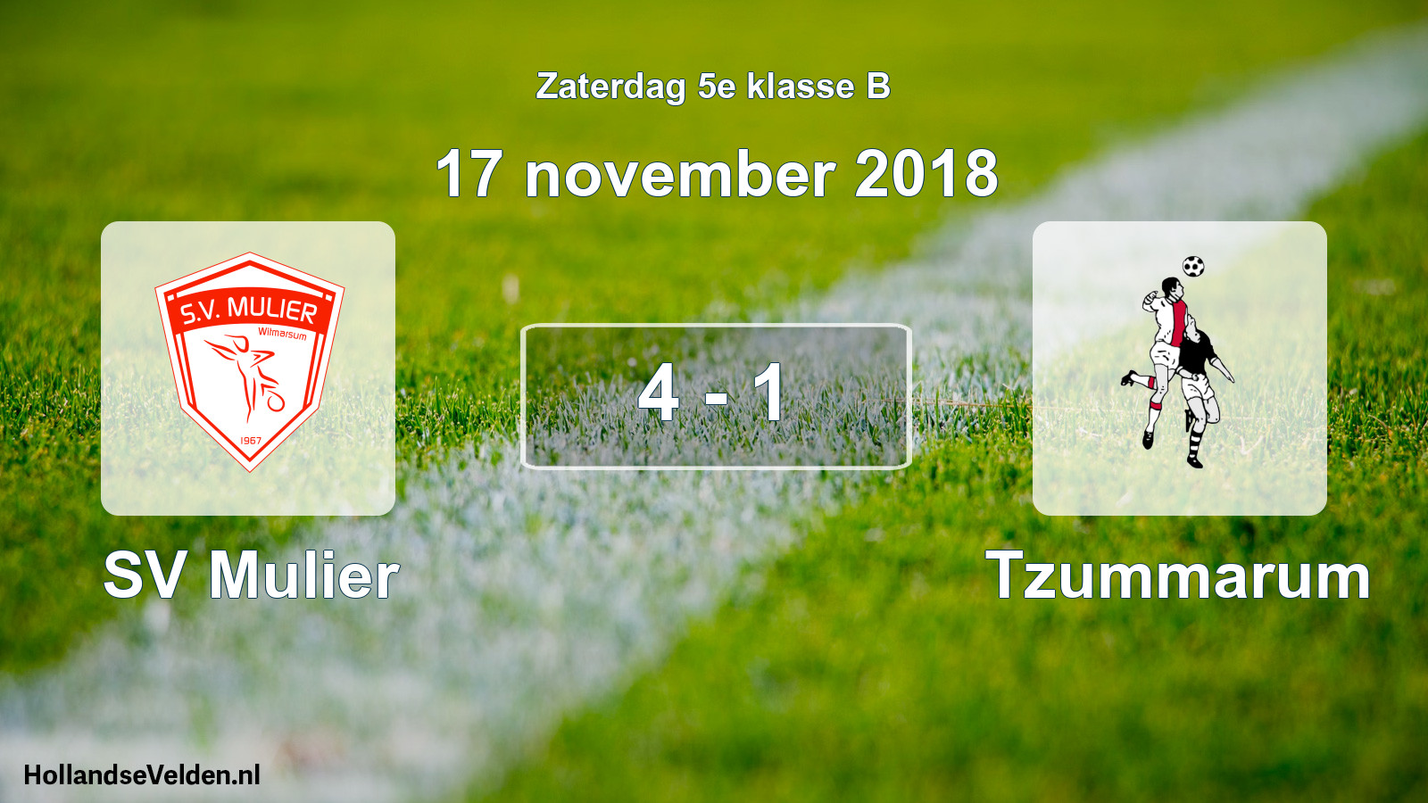 Total number of matches played: SV Mulier - Tzummarum 4 - 1 (17 November 2018)
