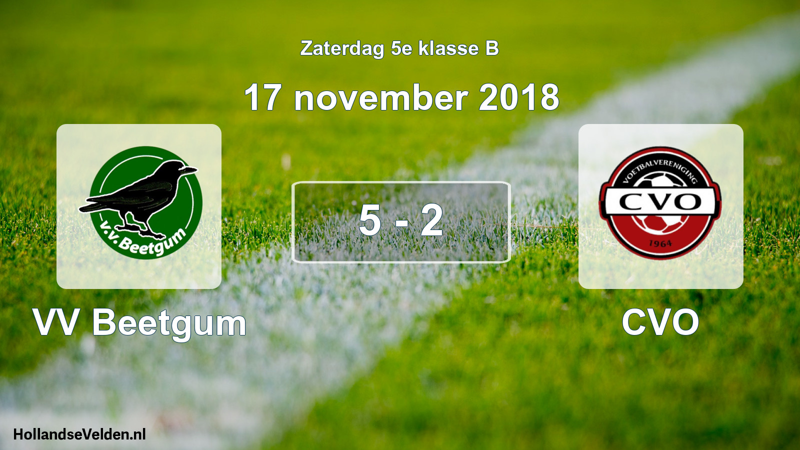 Total number of matches played: VV Beetgum - CVO 5 - 2 (17 November 2018)