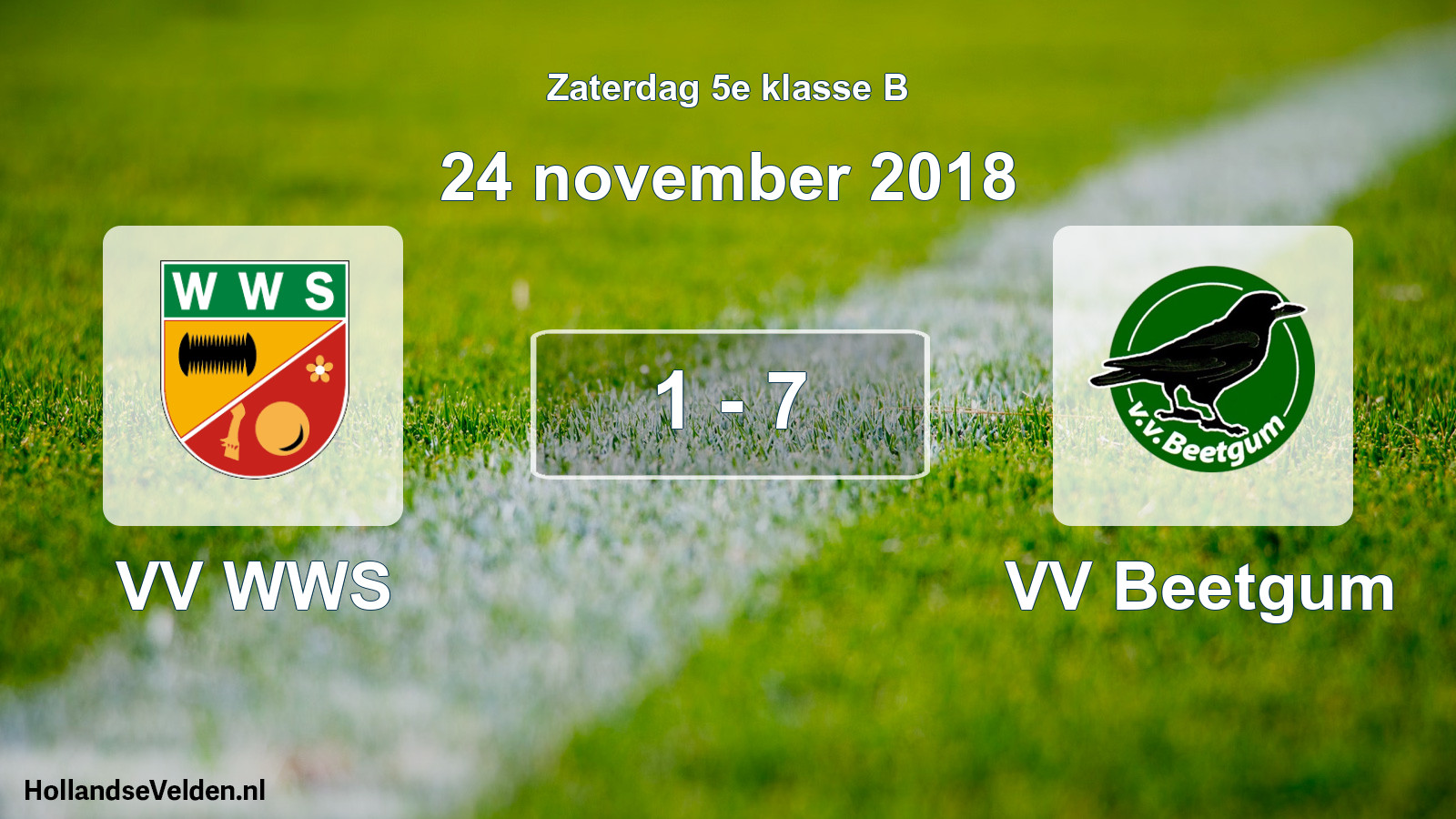 Total number of matches played: VV WWS - VV Beetgum 1 - 7 (24 November 2018)