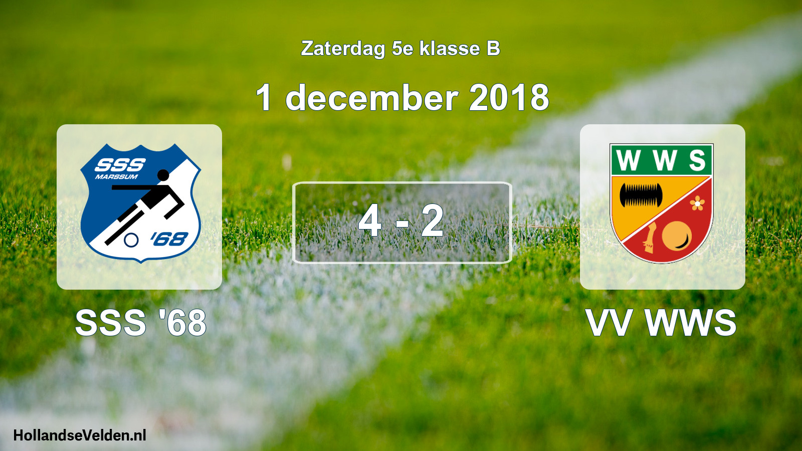 Total number of matches played: SSS '68 - VV WWS 4 - 2 (1 December 2018)