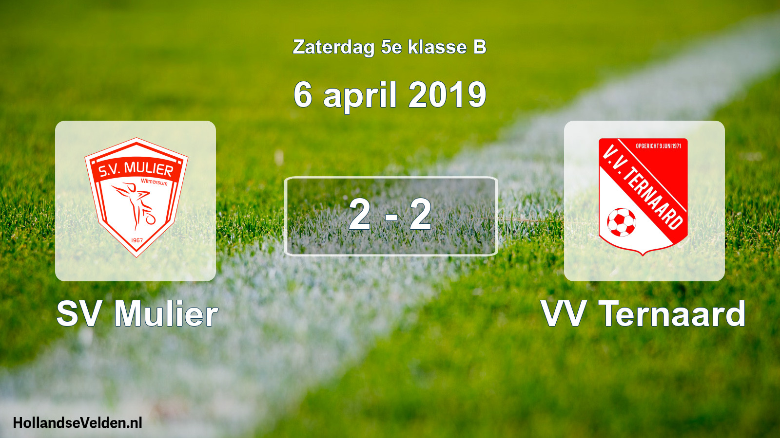 Total number of matches played: SV Mulier - VV Ternaard 2 - 2 (6 April 2019)