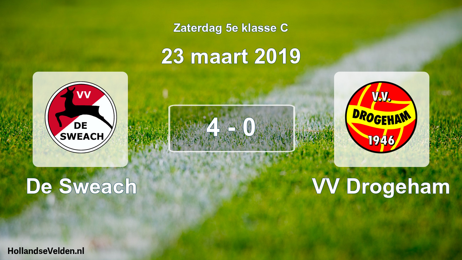 Total number of matches played: De Sweach - VV Drogeham 4 - 0 (23 March 2019)