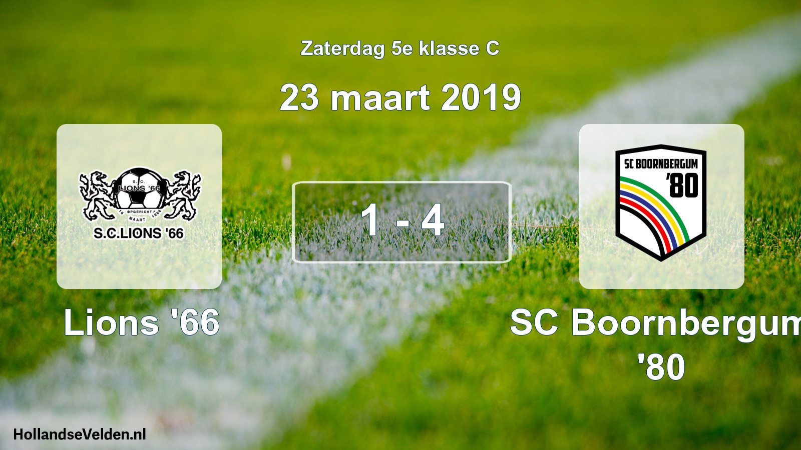 Total number of matches played: Lions '66 - SC Boornbergum '80 1 - 4 (23 March 2019)