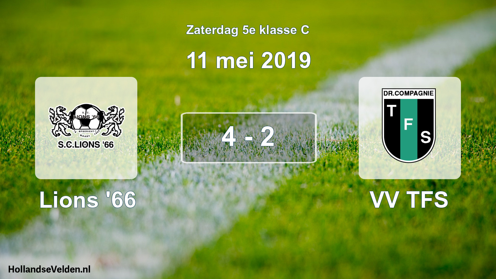 Total number of matches played: Lions '66 - VV TFS 4 - 2 (11 May 2019)