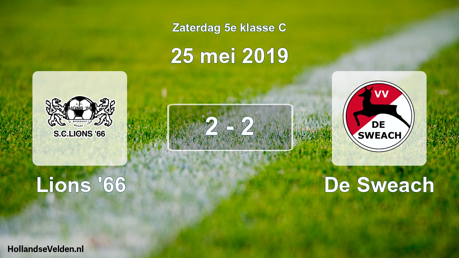 Total number of matches played: Lions '66 - De Sweach 2 - 2 (25 May 2019)