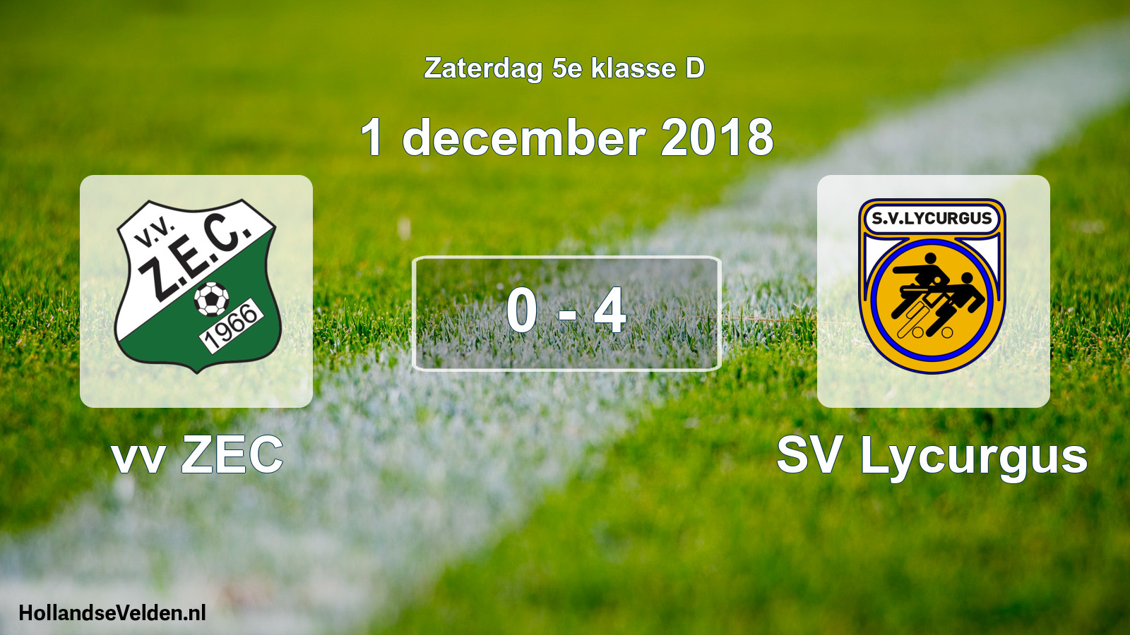 Total number of matches played: vv ZEC - SV Lycurgus 0 - 4 (1 December 2018)