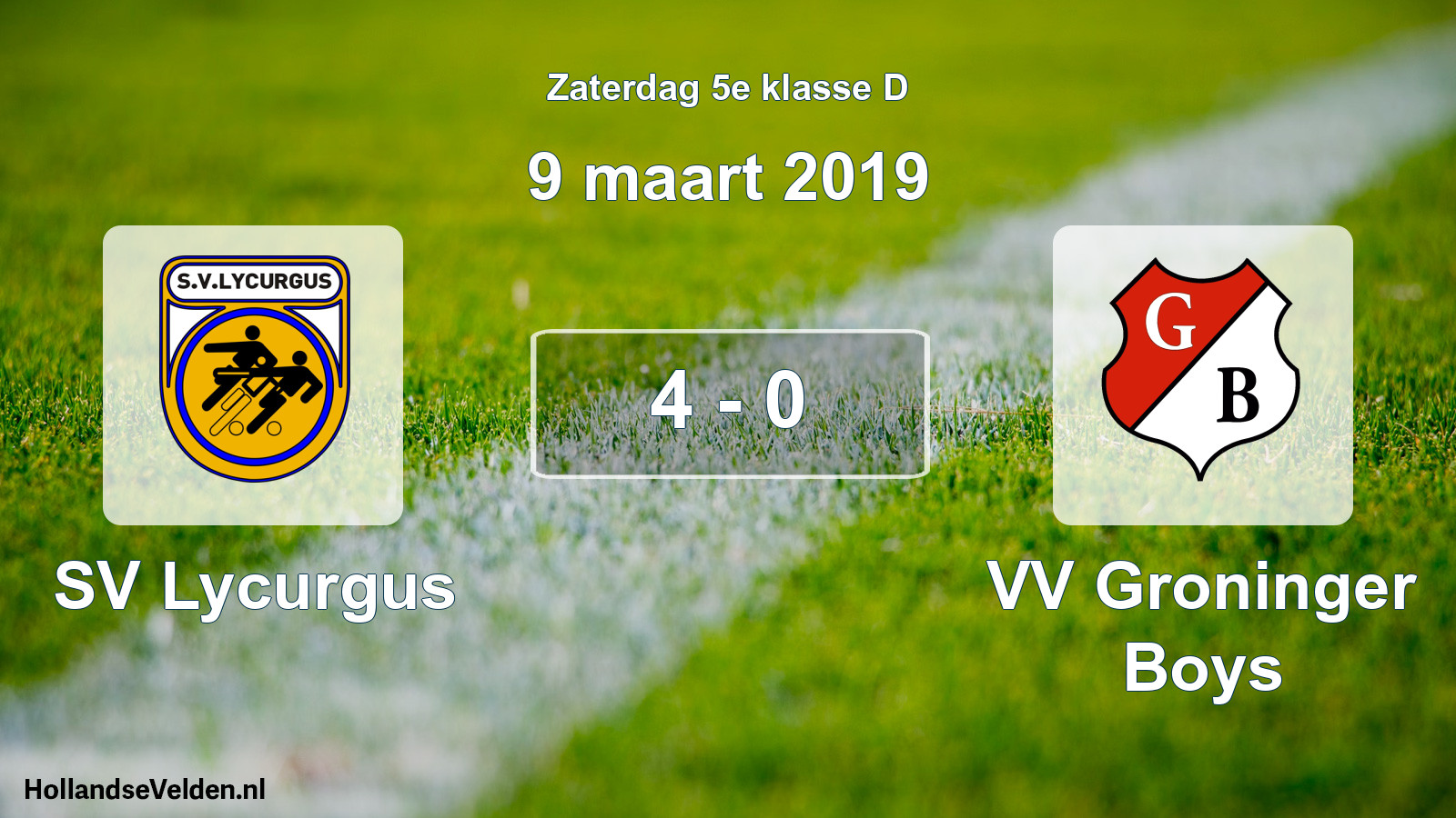 Total number of matches played: SV Lycurgus - VV Groninger Boys 4 - 0 (9 March 2019)