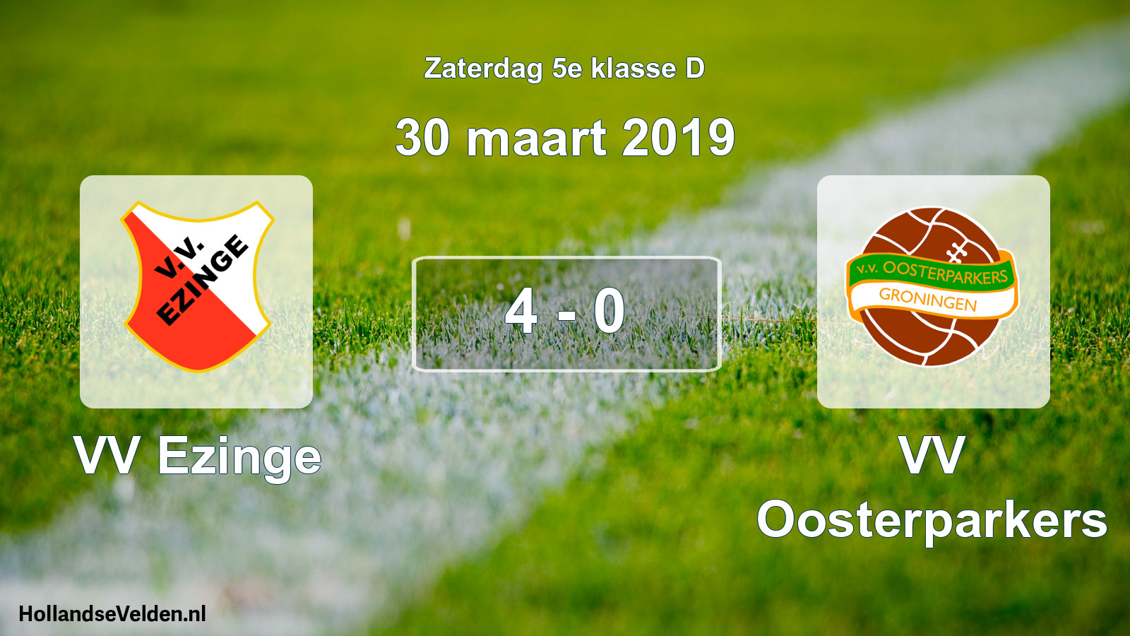Total number of matches played: VV Ezinge - VV Oosterparkers 4 - 0 (30 March 2019)
