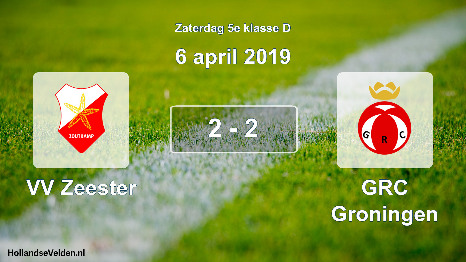 Total number of matches played: VV Zeester - GRC Groningen 2 - 2 (6 April 2019)
