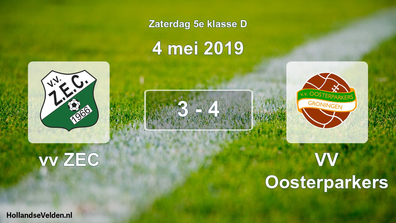 Total number of matches played: vv ZEC - VV Oosterparkers 3 - 4 (4 May 2019)