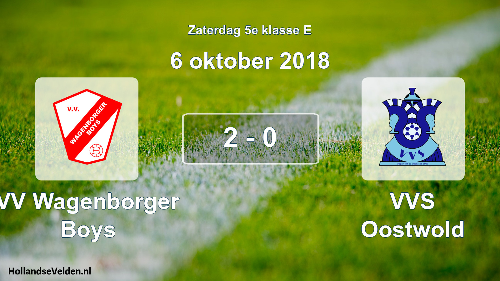 Total number of matches played: VV Wagenborger Boys - VVS Oostwold 2 - 0 (6 October 2018)
