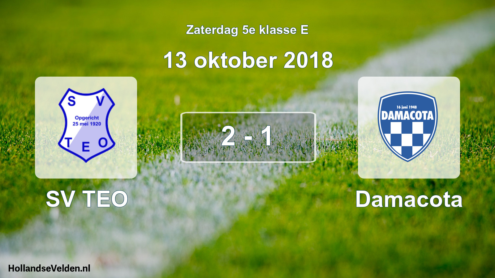 Total number of matches played: SV TEO - Damacota 2 - 1 (13 October 2018)