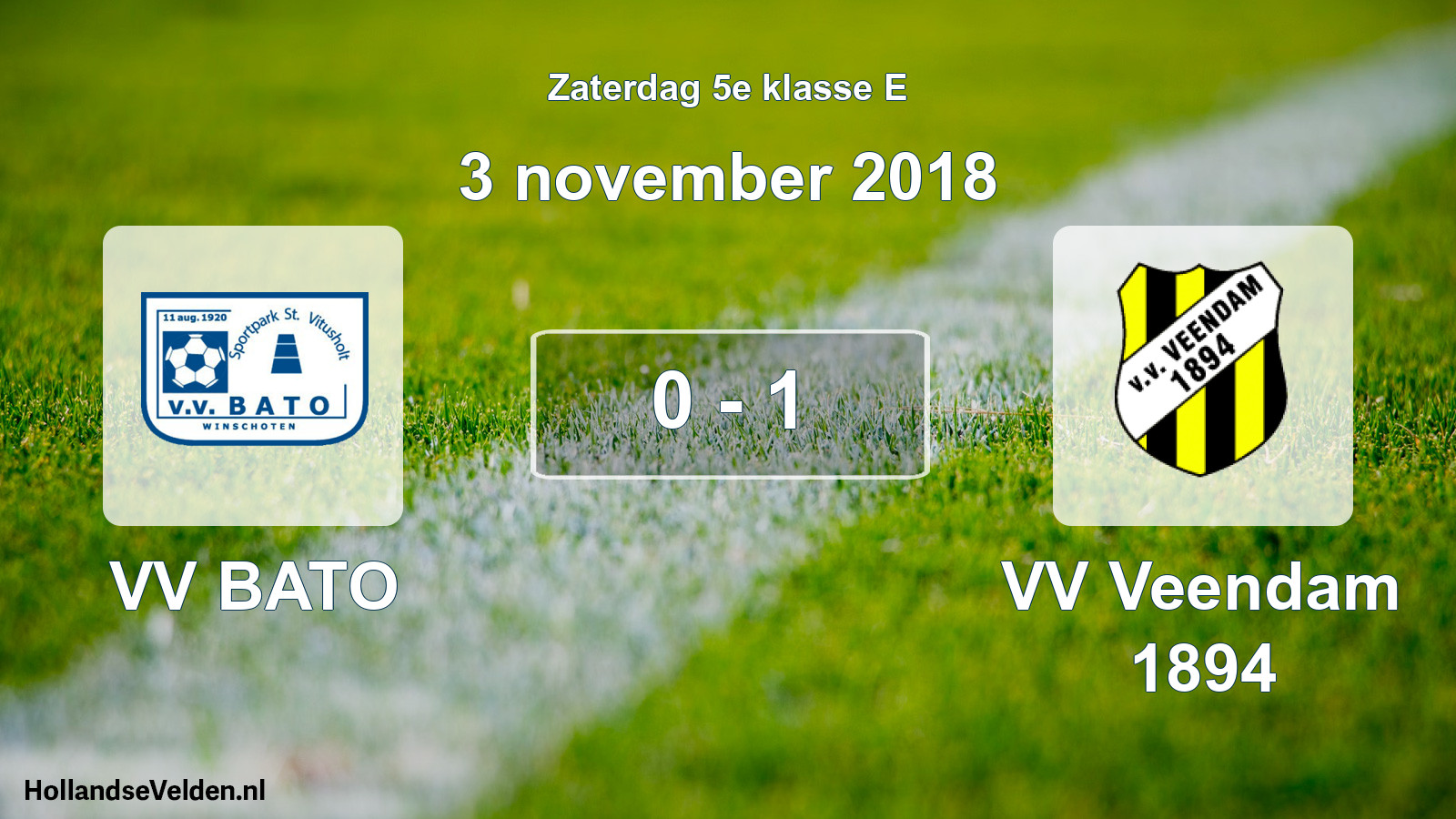 Total number of matches played: VV BATO - VV Veendam 1894 0 - 1 (3 November 2018)