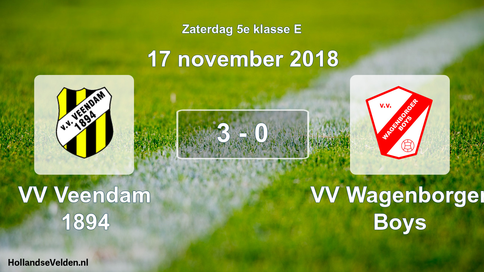 Total number of matches played: VV Veendam 1894 - VV Wagenborger Boys 3 - 0 (17 November 2018)