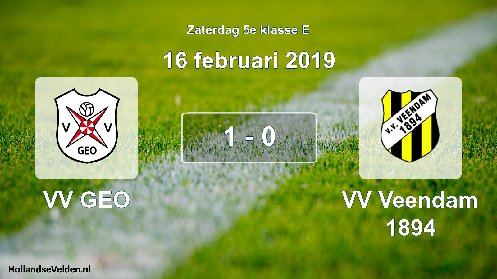 Total number of matches played: VV GEO - VV Veendam 1894 1 - 0 (16 February 2019)