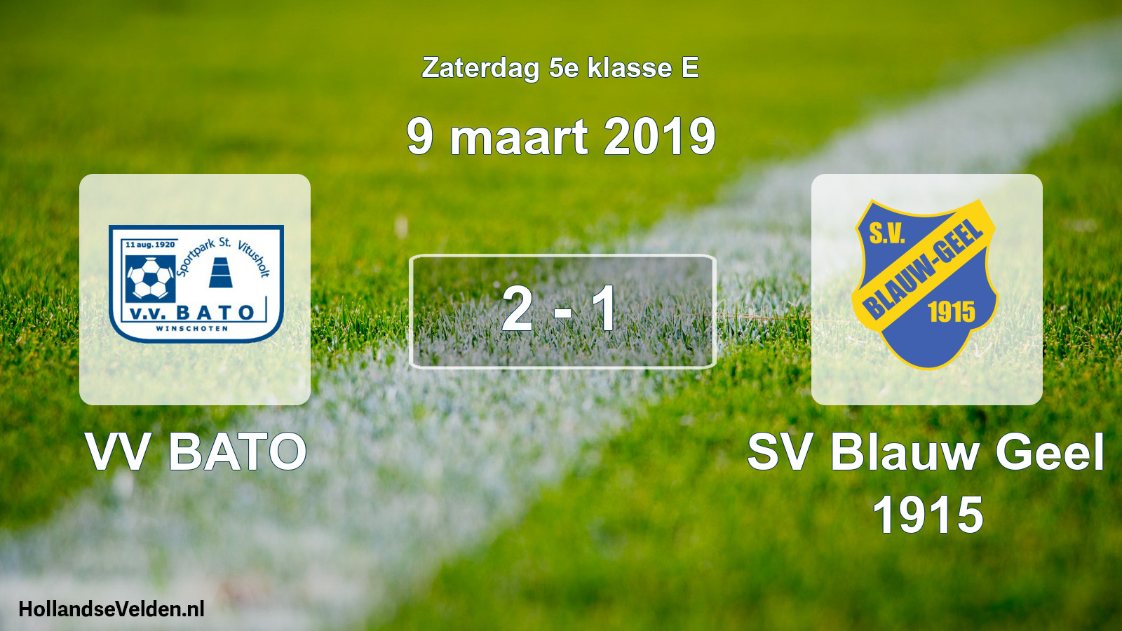 Total number of matches played: VV BATO - SV Blauw Geel 1915 2 - 1 (9 March 2019)