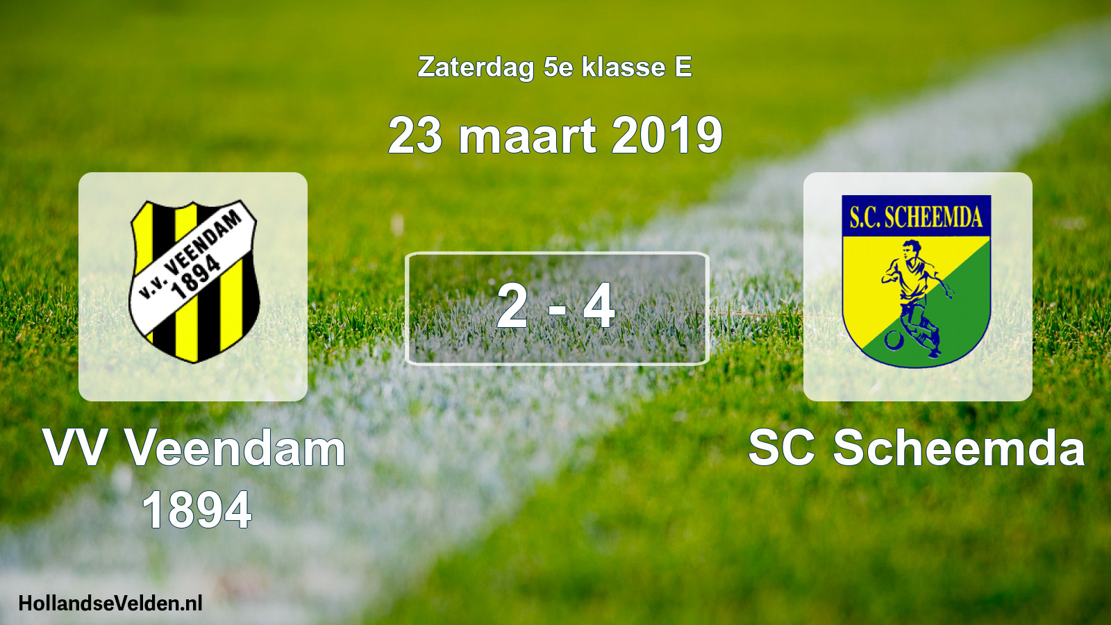 Total number of matches played: VV Veendam 1894 - SC Scheemda 2 - 4 (23 March 2019)