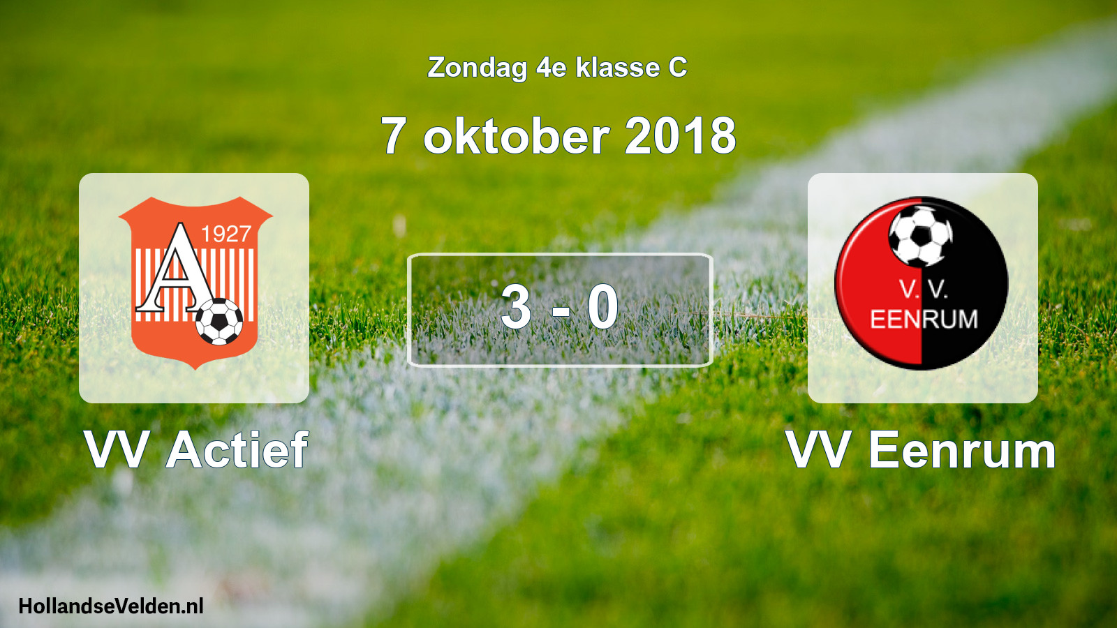 Total number of matches played: VV Actief - VV Eenrum 3 - 0 (7 October 2018)