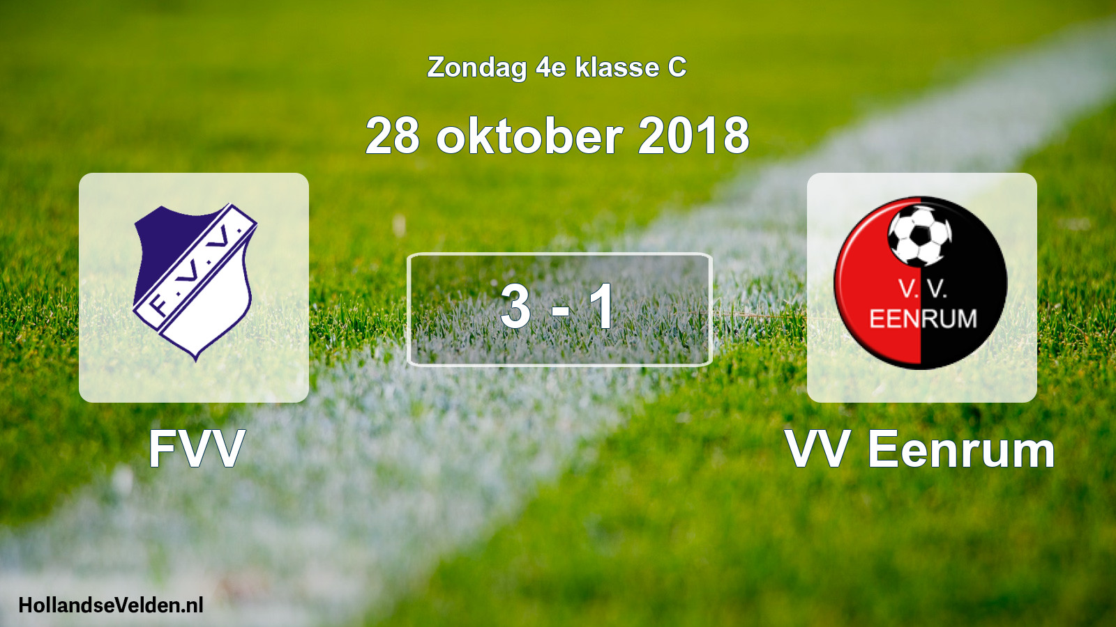 Total number of matches played: FVV - VV Eenrum 3 - 1 (28 October 2018)