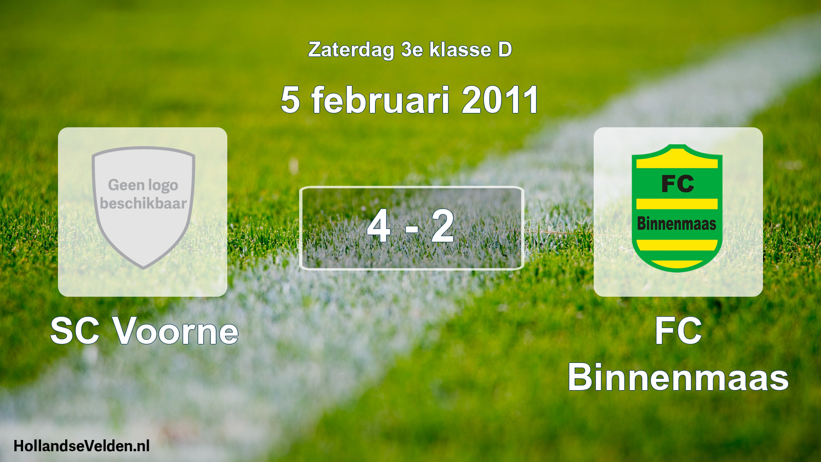 Total number of matches played: SC Voorne - FC Binnenmaas 4 - 2 (5 February 2011)