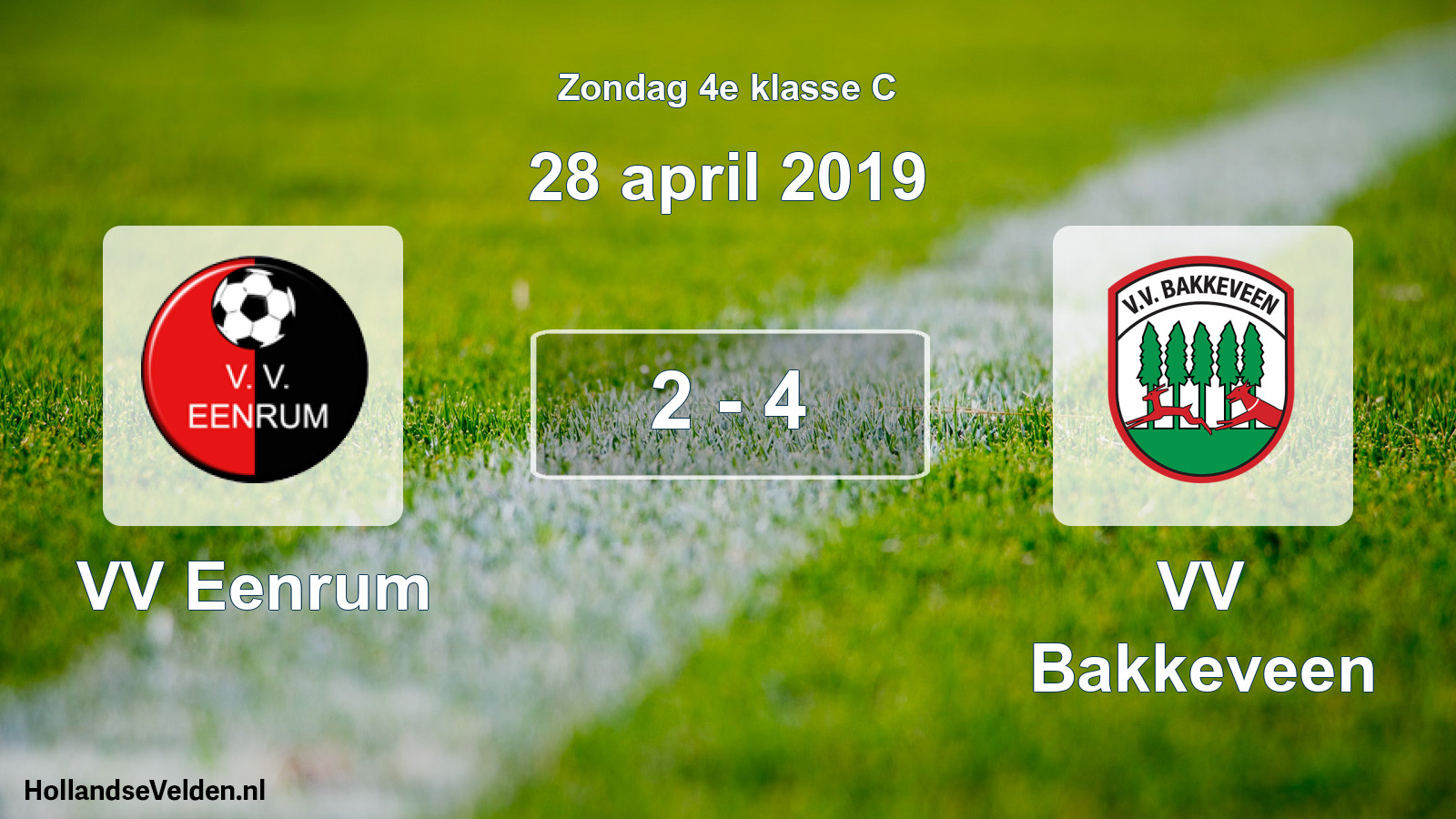 Total number of matches played: VV Eenrum - VV Bakkeveen 2 - 4 (28 April 2019)
