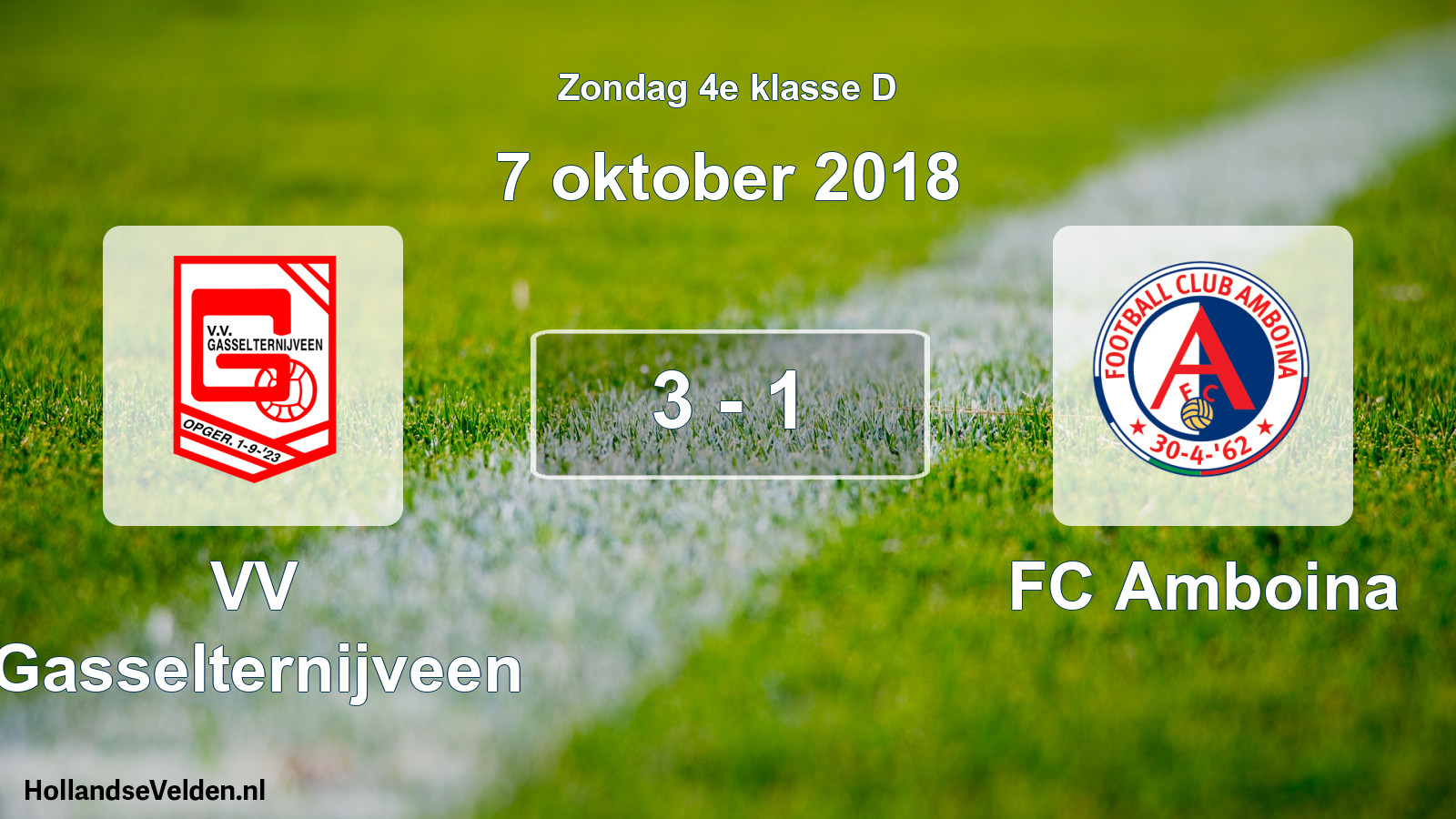 Total number of matches played: VV Gasselternijveen - FC Amboina 3 - 1 (7 October 2018)