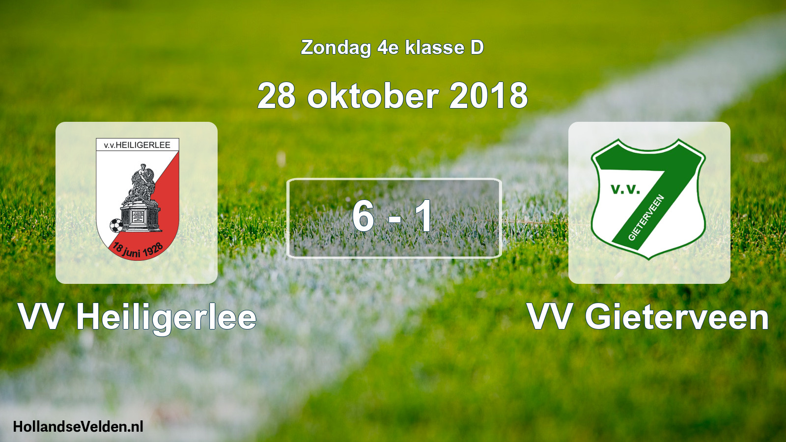 Total number of matches played: VV Heiligerlee - VV Gieterveen 6 - 1 (28 October 2018)