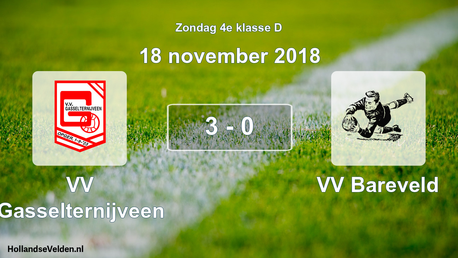 Total number of matches played: VV Gasselternijveen - VV Bareveld 3 - 0 (18 November 2018)