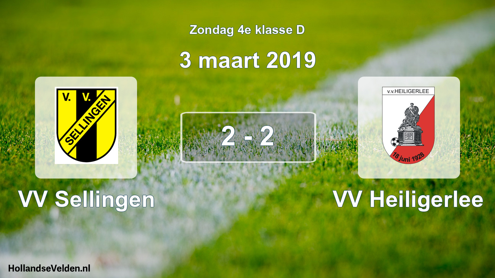 Total number of matches played: VV Sellingen - VV Heiligerlee 2 - 2 (3 March 2019)