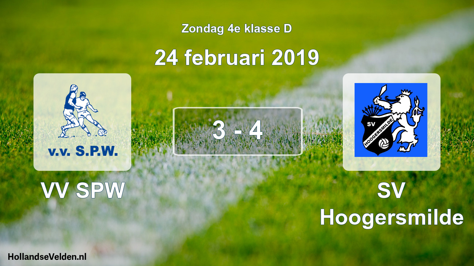 Total number of matches played: VV SPW - SV Hoogersmilde 3 - 4 (24 February 2019)