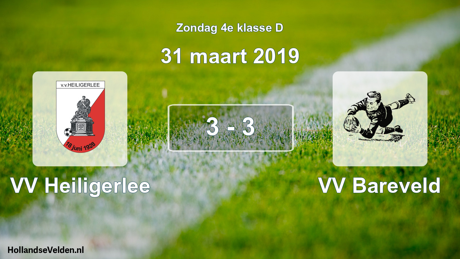 Total number of matches played: VV Heiligerlee - VV Bareveld 3 - 3 (31 March 2019)