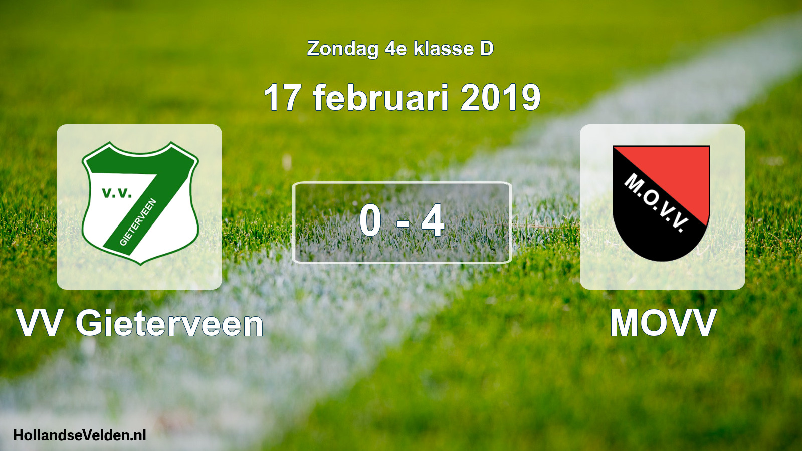 Total number of matches played: VV Gieterveen - MOVV 0 - 4 (17 February 2019)