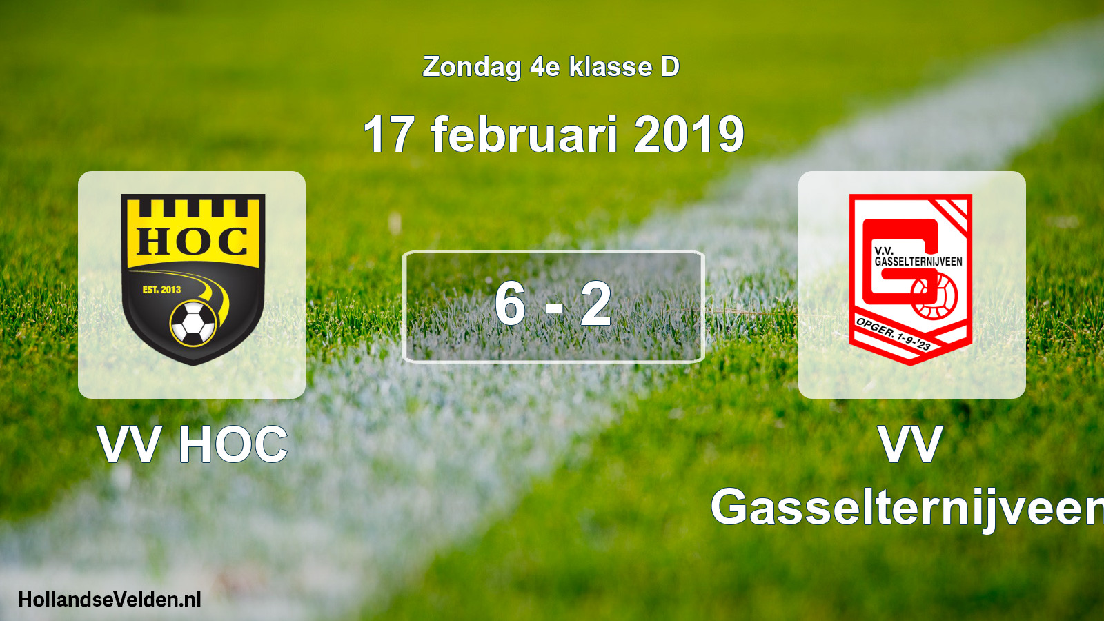 Total number of matches played: VV HOC - VV Gasselternijveen 6 - 2 (17 February 2019)