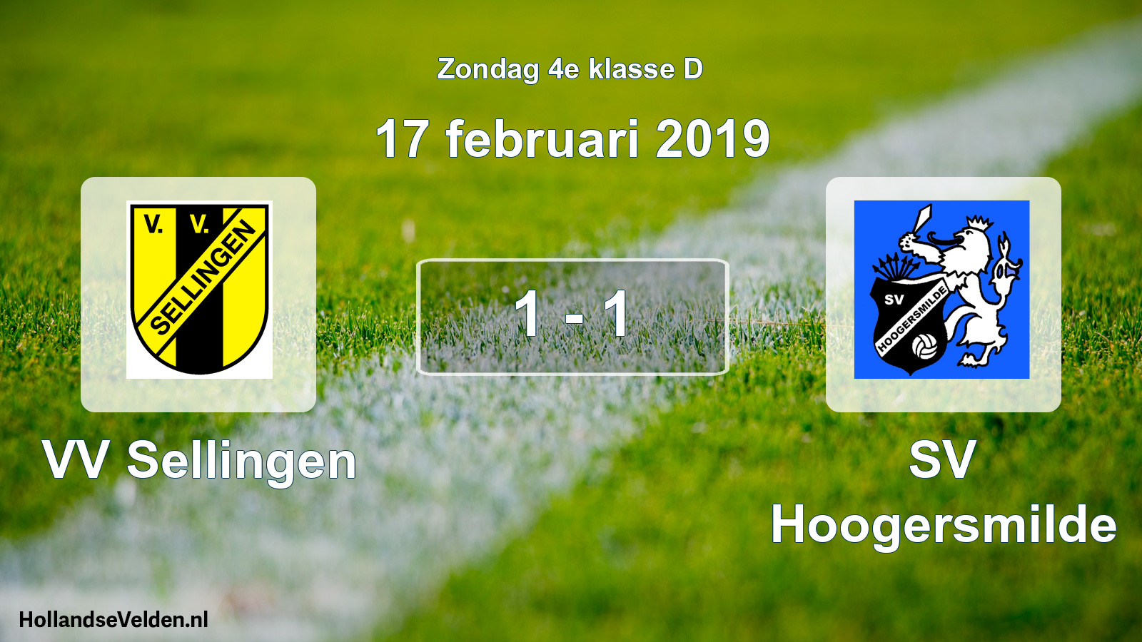 Total number of matches played: VV Sellingen - SV Hoogersmilde 1 - 1 (17 February 2019)