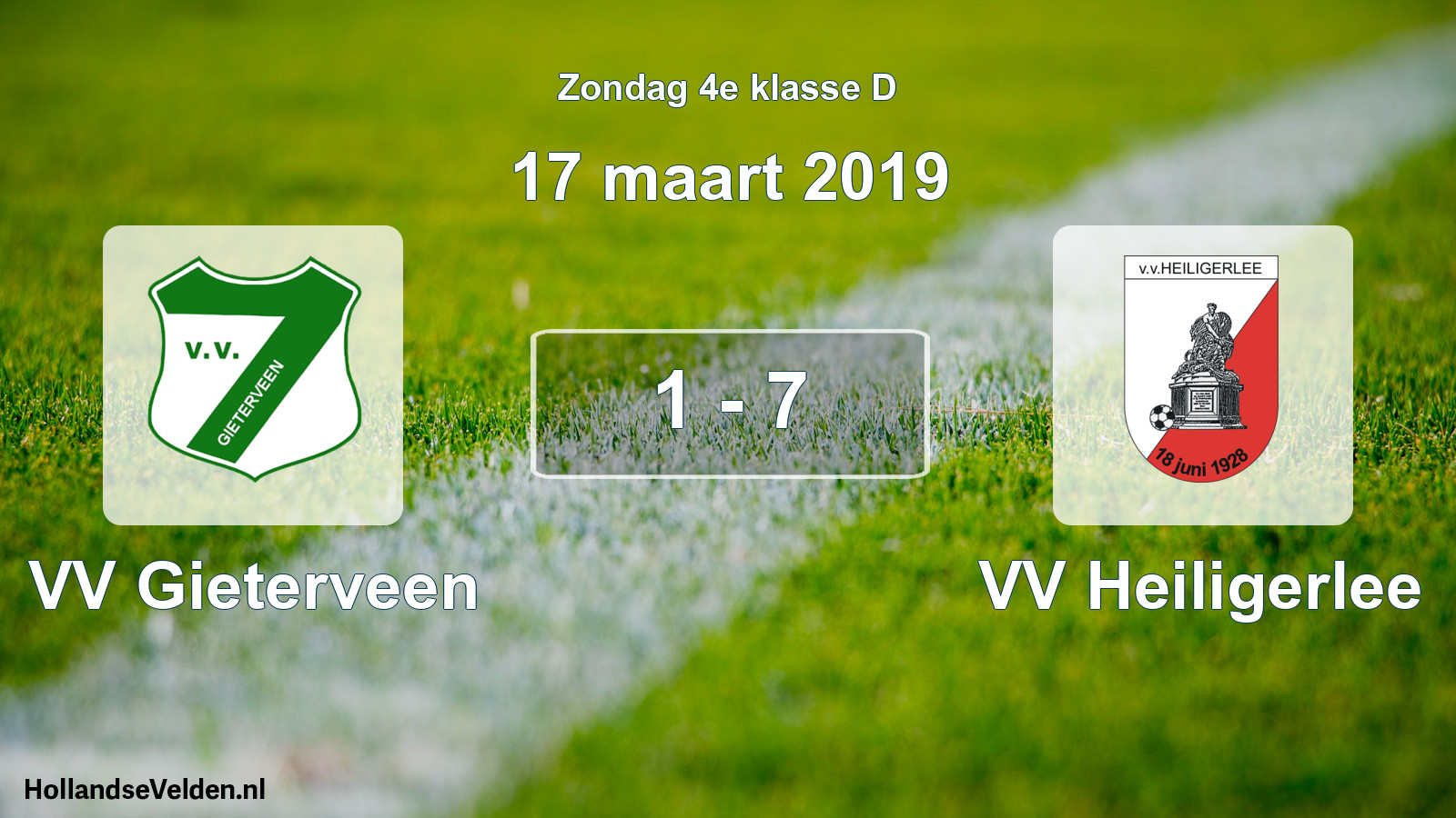 Total number of matches played: VV Gieterveen - VV Heiligerlee 1 - 7 (17 March 2019)