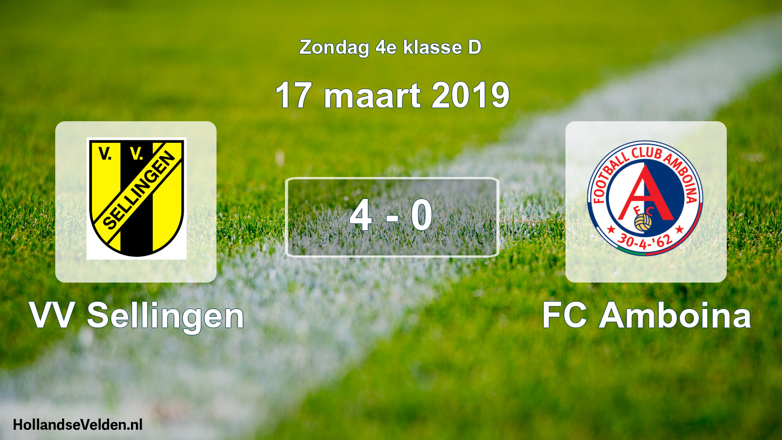 Total number of matches played: VV Sellingen - FC Amboina 4 - 0 (17 March 2019)