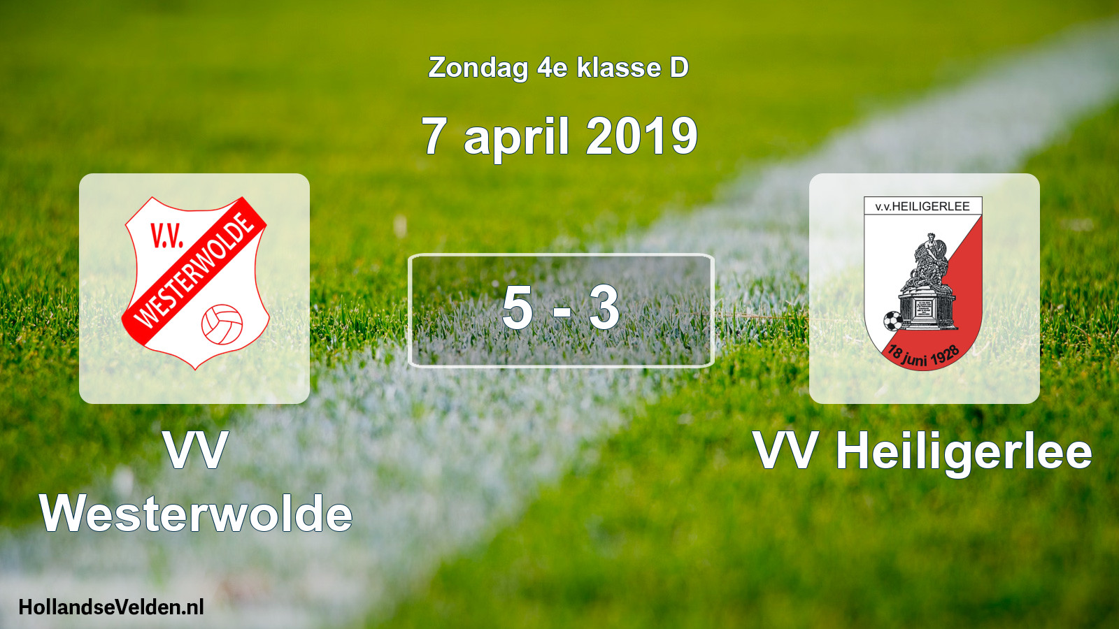 Total number of matches played: VV Westerwolde - VV Heiligerlee 5 - 3 (7 April 2019)