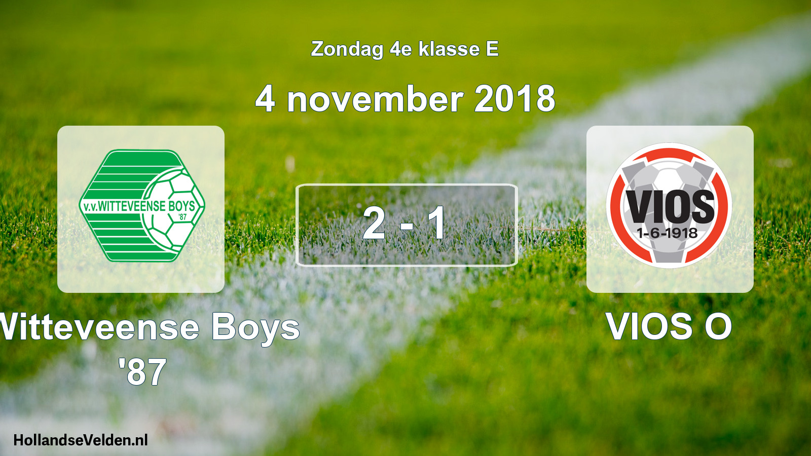 Total number of matches played: Witteveense Boys '87 - VIOS O 2 - 1 (4 November 2018)
