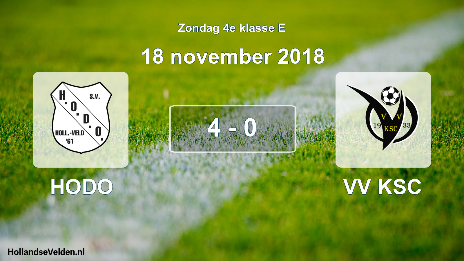 Total number of matches played: HODO - VV KSC 4 - 0 (18 November 2018)