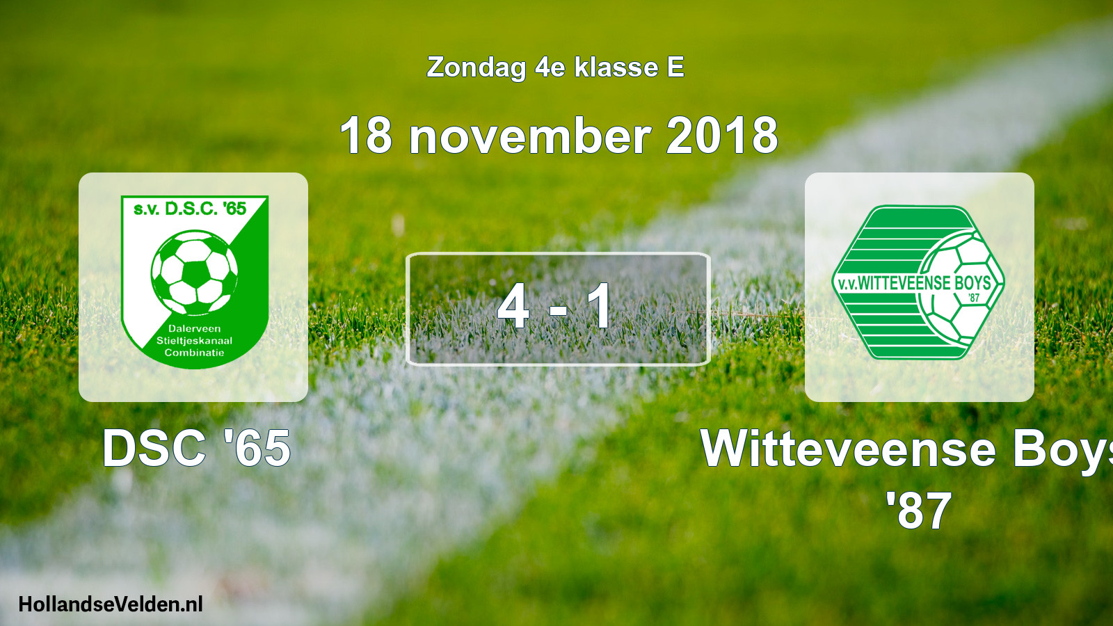 Total number of matches played: DSC '65 - Witteveense Boys '87 4 - 1 (18 November 2018)